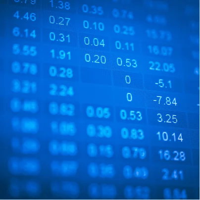 A display of stock market or financial data with numbers and percentages.